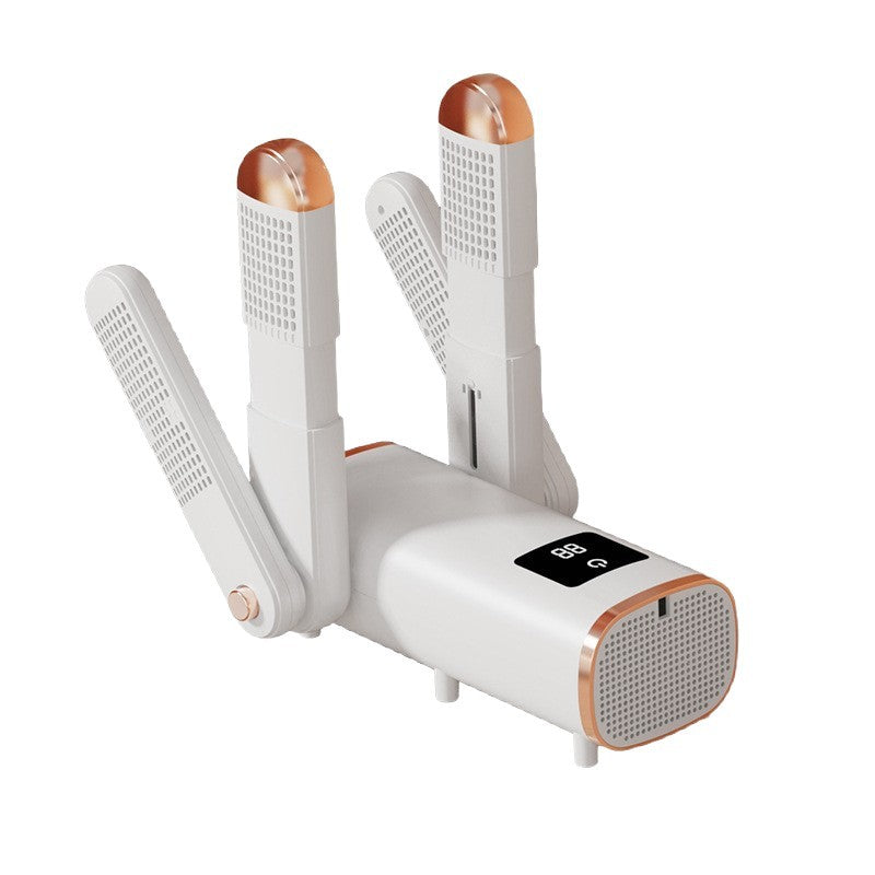 ThiccFitts Electric Shoe Dryer with adjustable foldable drying arms and digital display on a white background.